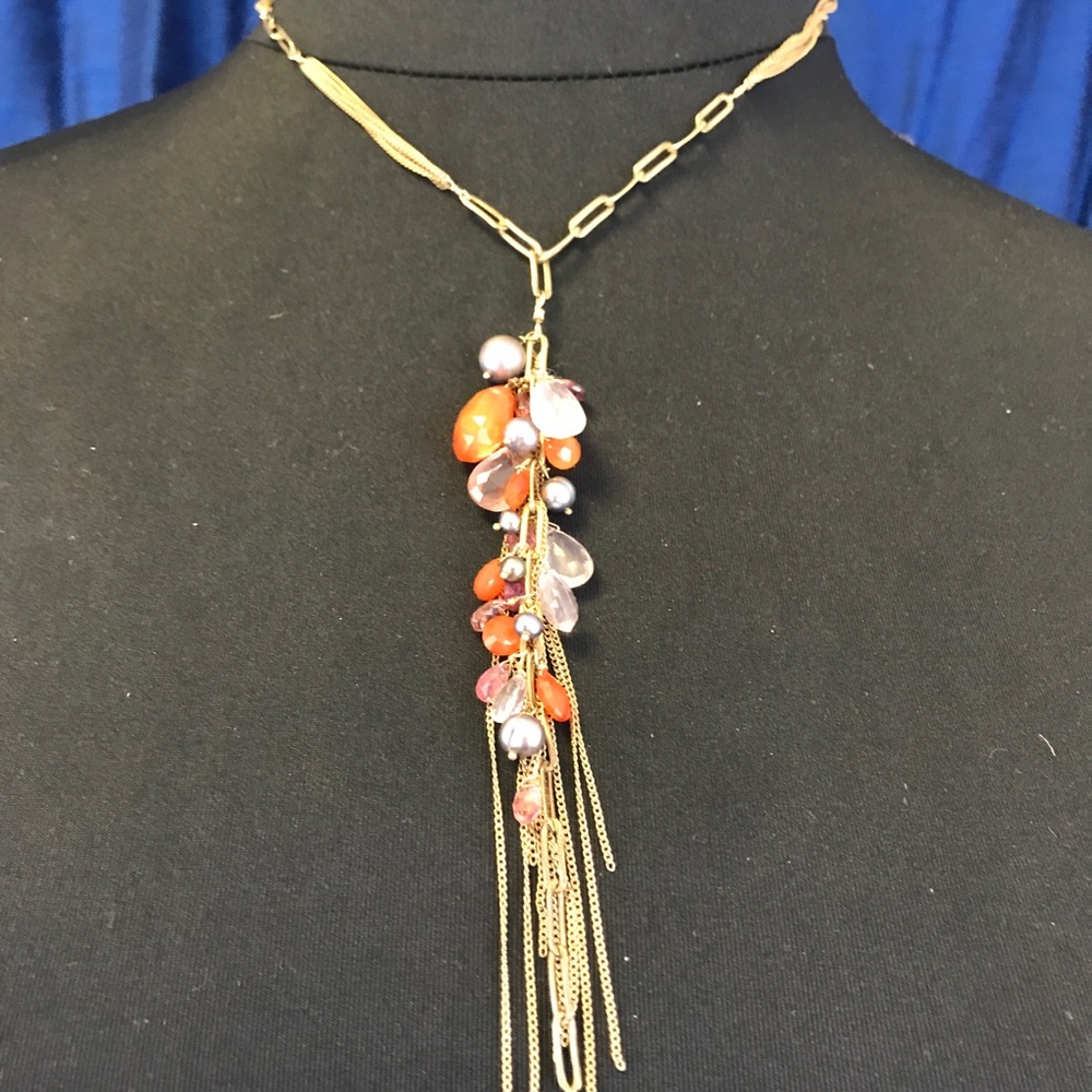 Gold necklace with semiprecious stones